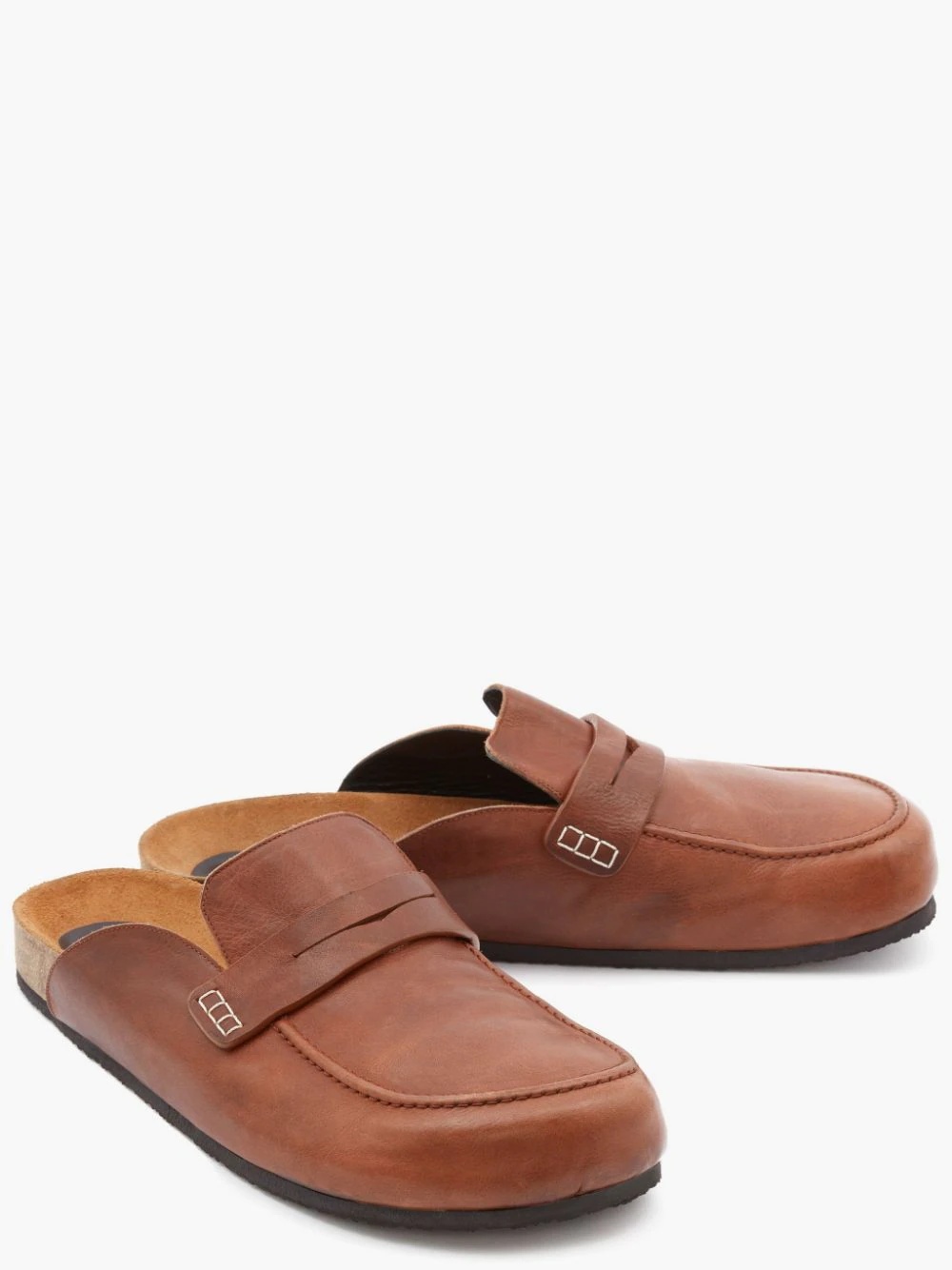 leather loafer mules - 3