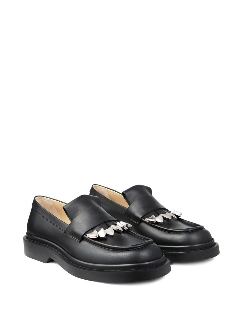JIMMY CHOO Buff tassel-embellished leather loafers outlook