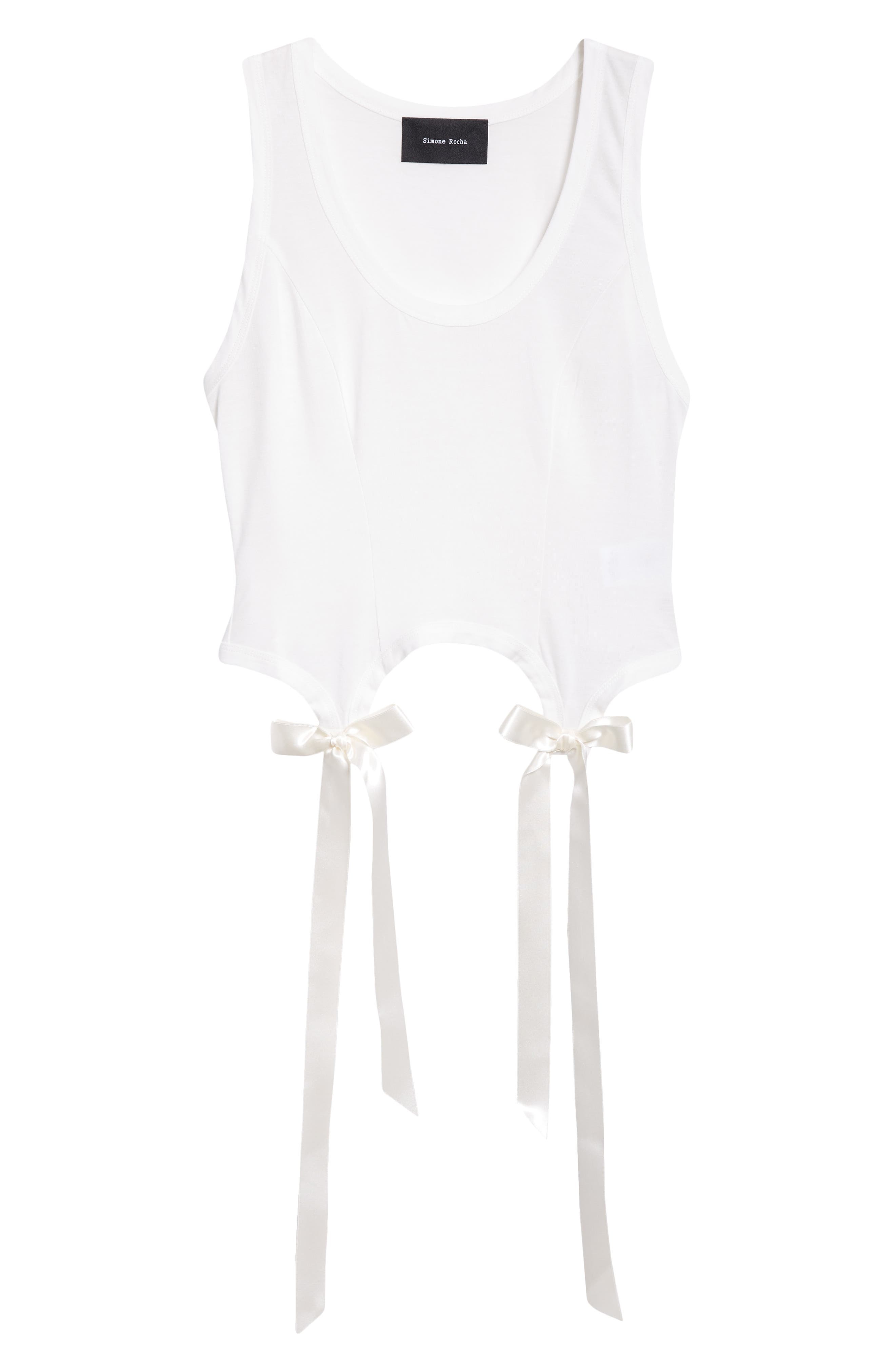 Simone Rocha Easy Bow Tails Cotton Tank in Ivory at Nordstrom - 6