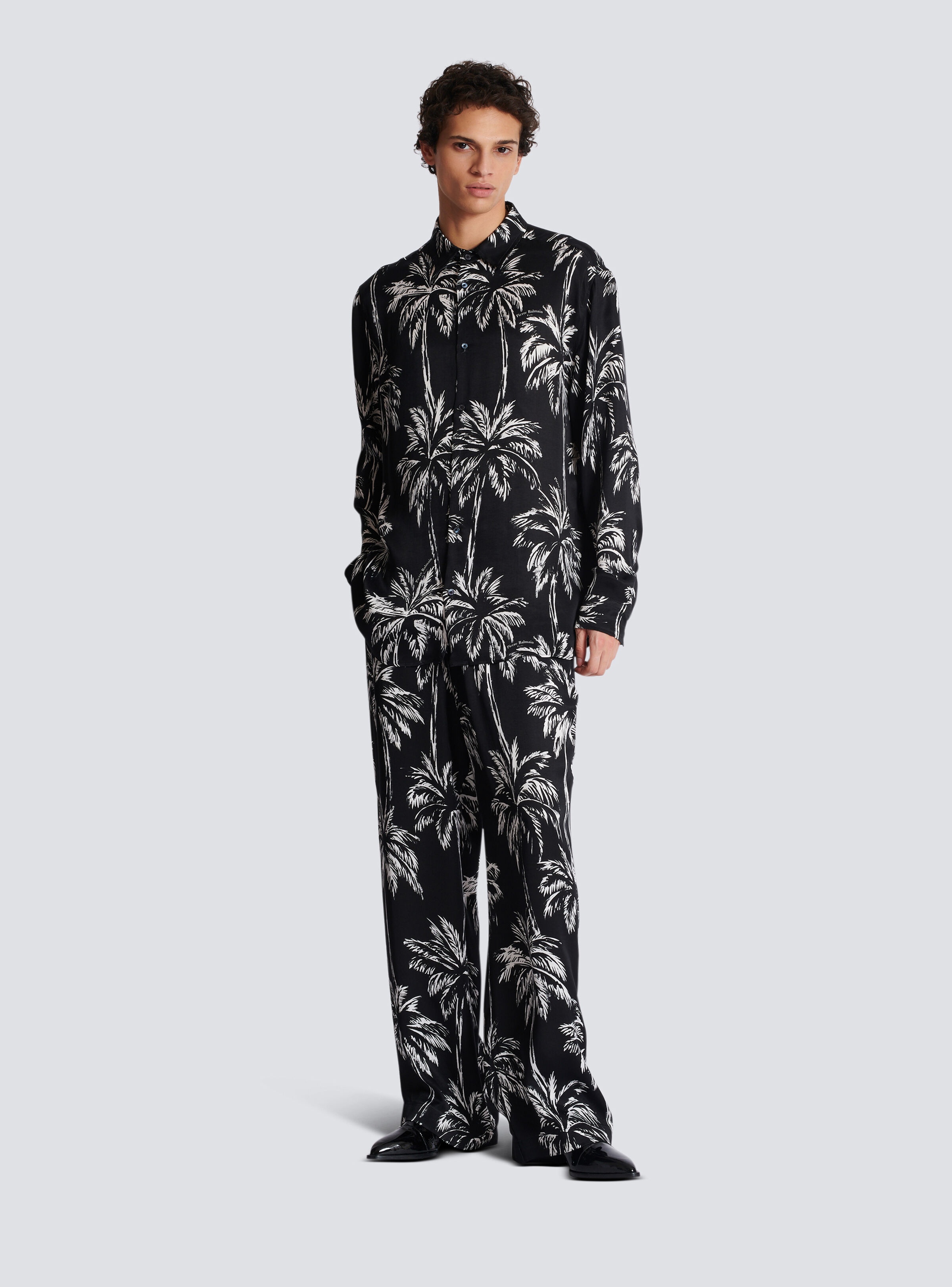 Palm print satin pyjama trousers - 2