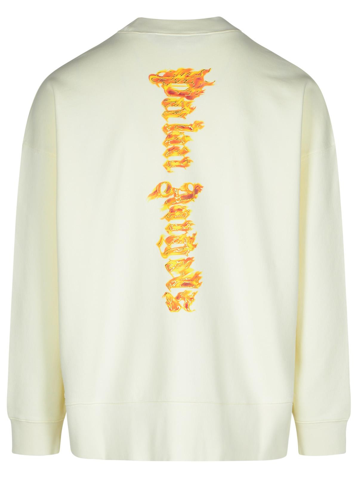 Palm Angels 'Burning Palm' Cream Cotton Sweatshirt Man - 3