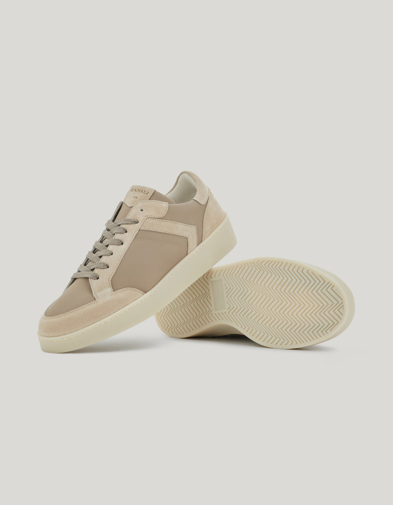 CANALI NUVOLA BEIGE NYLON AND SUEDE SNEAKERS 2