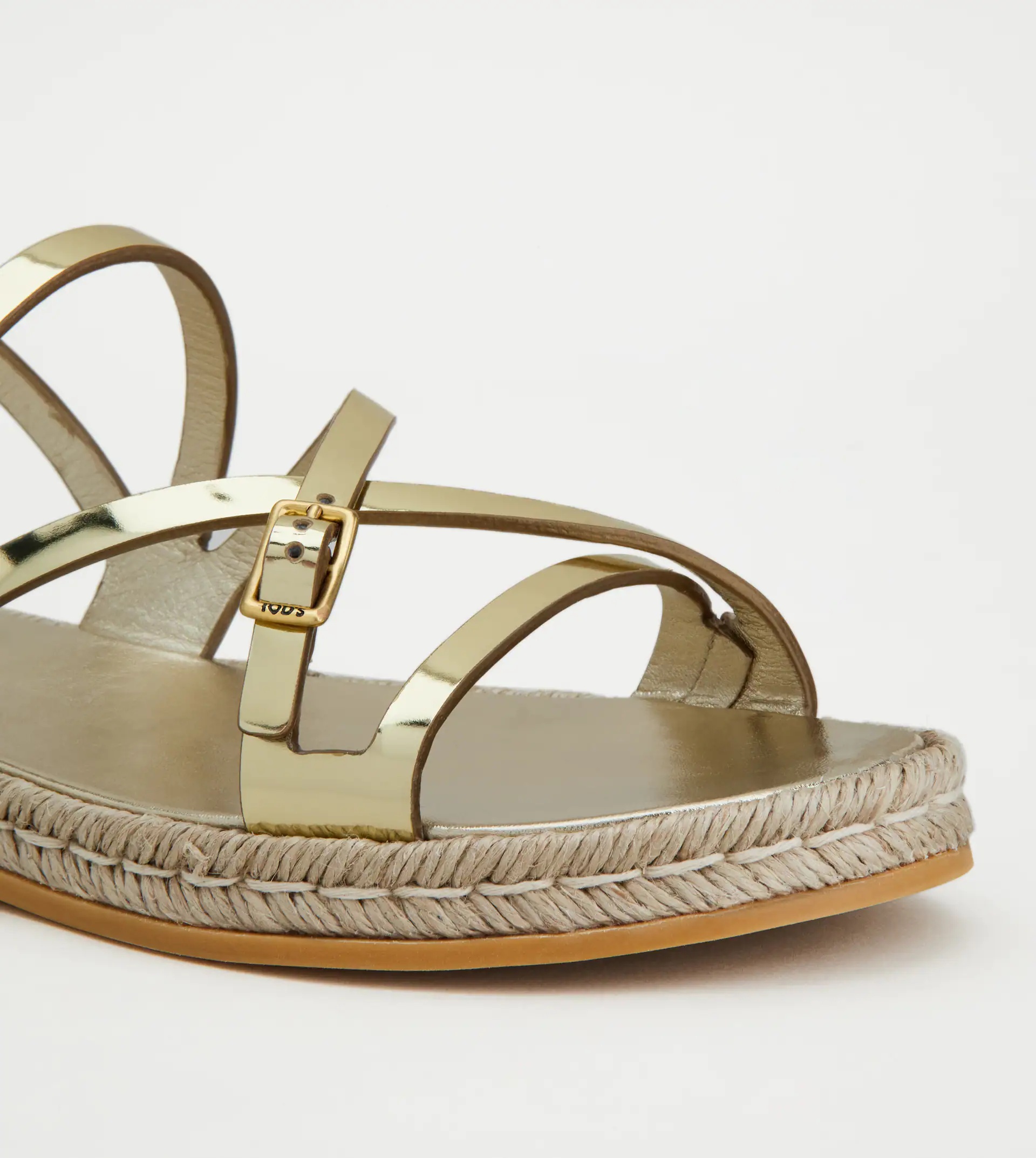 SANDALS IN LEATHER - GOLD - 4