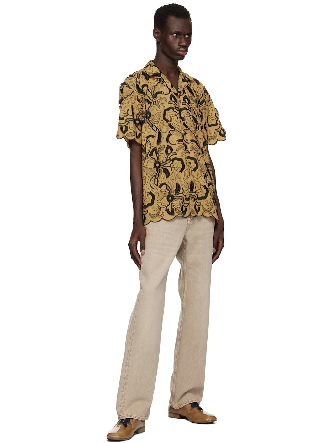 Beige Embroidery Shirt - 4