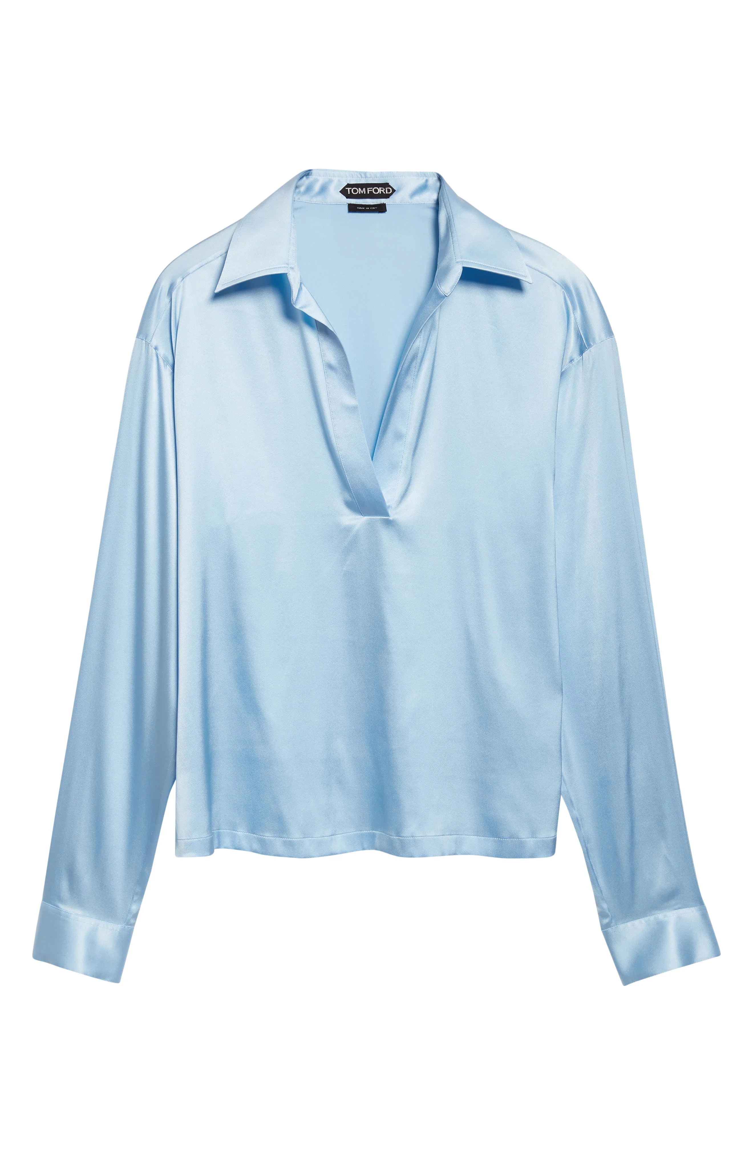 TOM FORD Stretch Silk Satin Polo in Frost at Nordstrom - 1