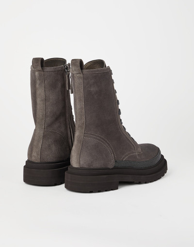 Brunello Cucinelli Suede boots with precious contour outlook