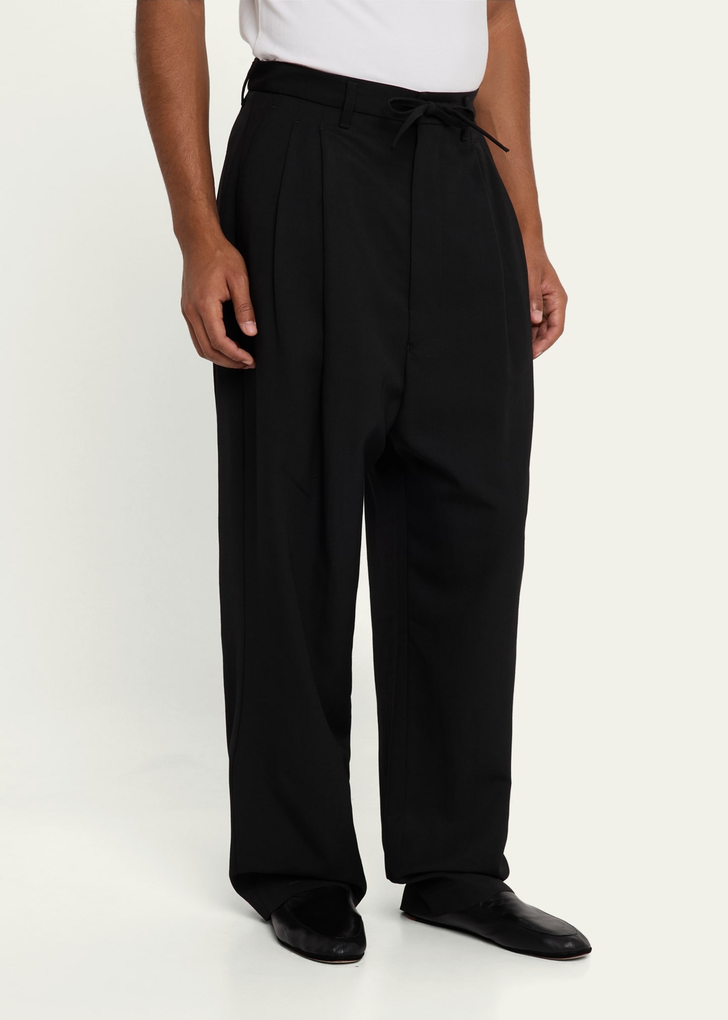 Men's Drawstring Pleated Pants - 4