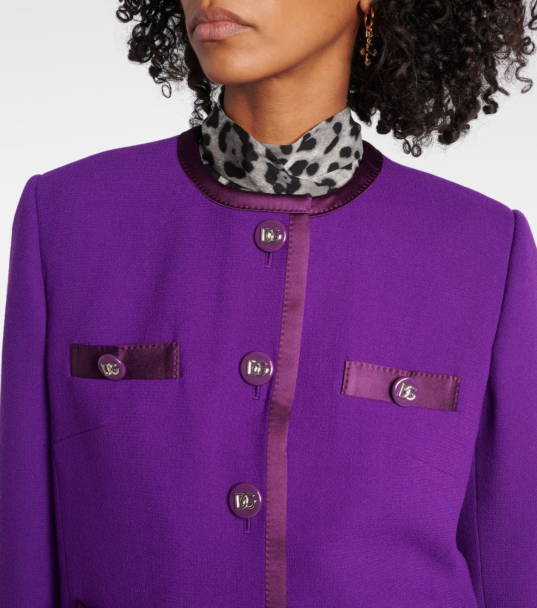 DG satin-trimmed wool-blend crêpe jacket - 5