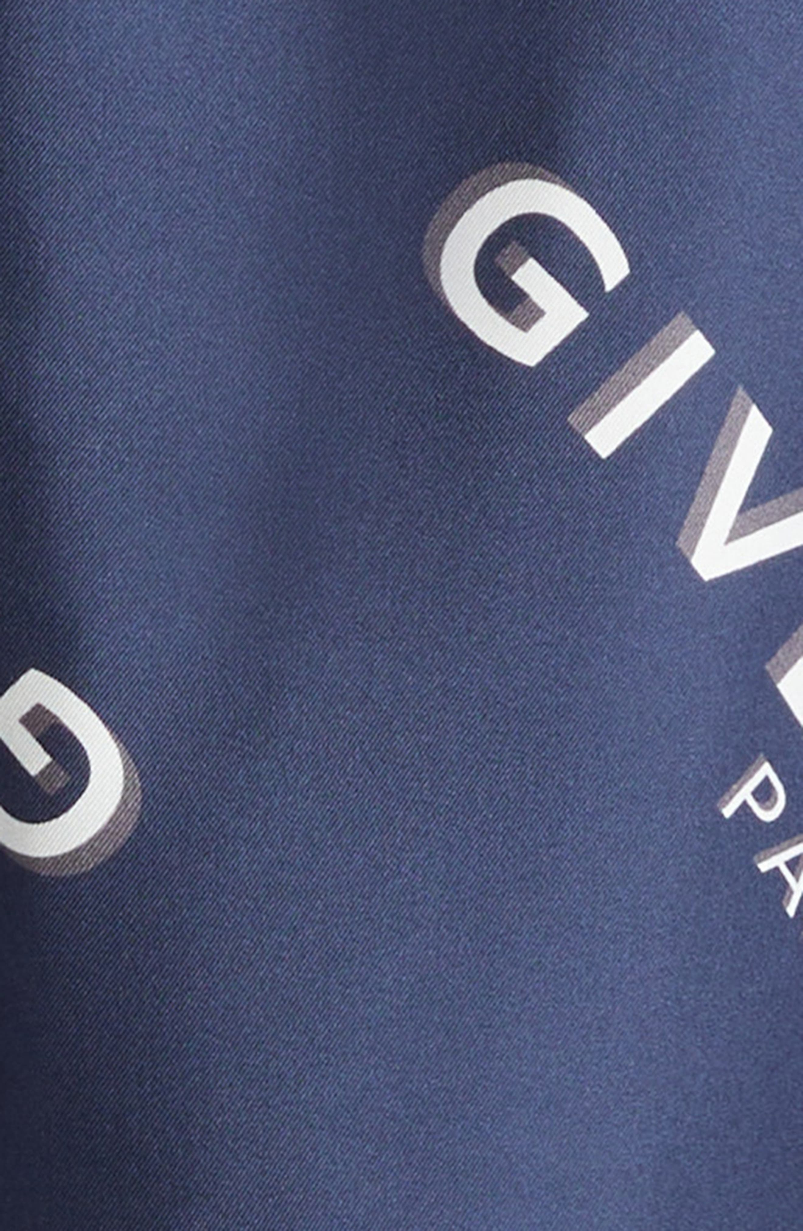 Givenchy Logo Print Silk Bowling Shirt in Navy at Nordstrom - 7