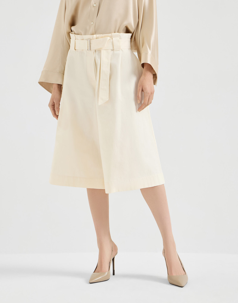Cotton gabardine paperbag-waist Bermuda shorts 2