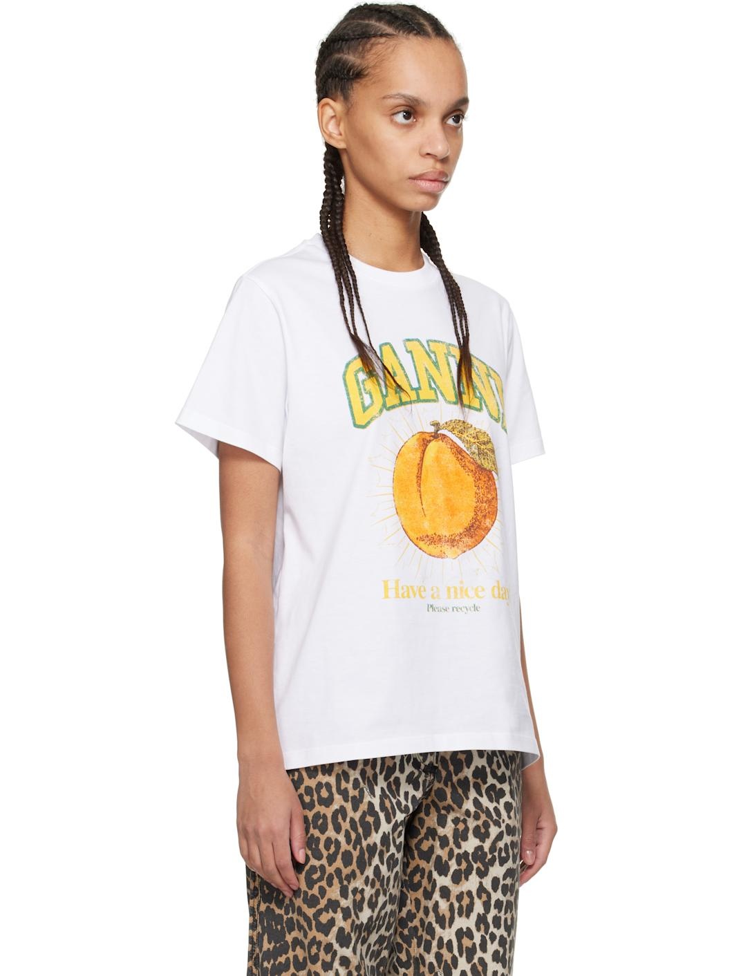 White Relaxed Peach T-shirt - 2