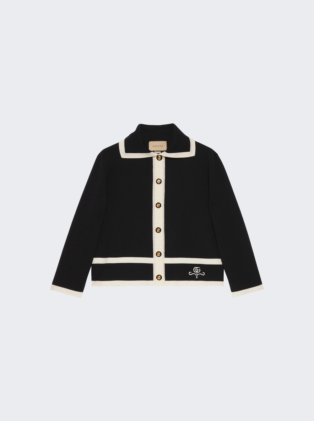 Contrast Trim Jacket Black And Ivory - 1