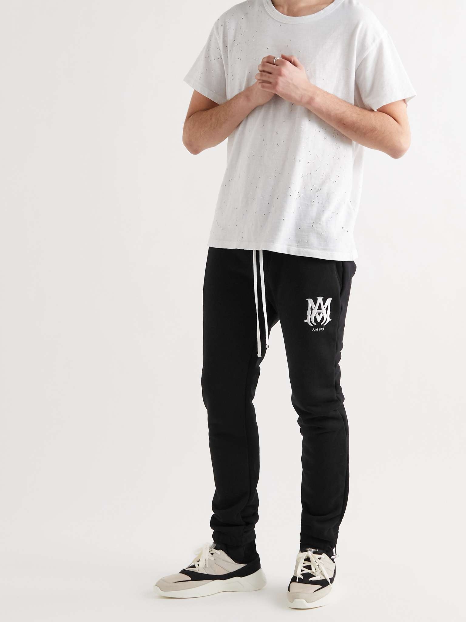 Slim-Fit Tapered Logo-Embroidered Cotton-Jersey Sweatpants - 2