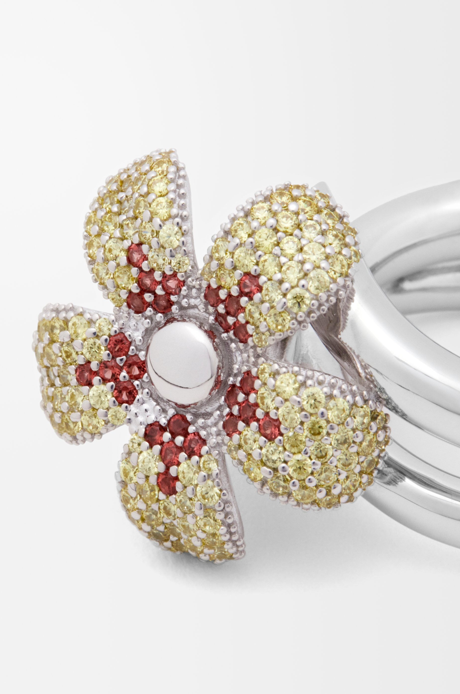 Flor ring in sterling silver and crystals - 5