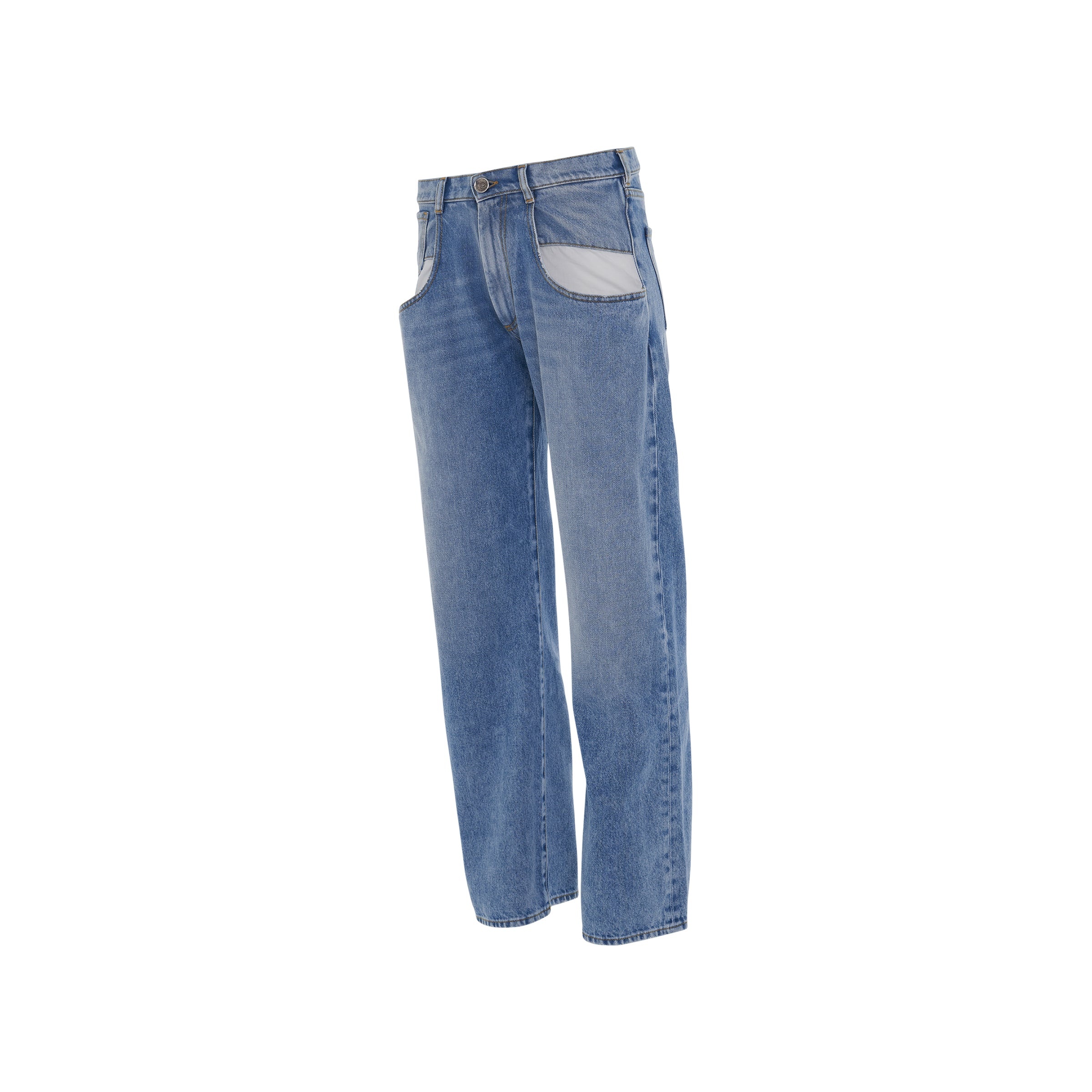 Straight Jeans with Contrasted Pockets - 2