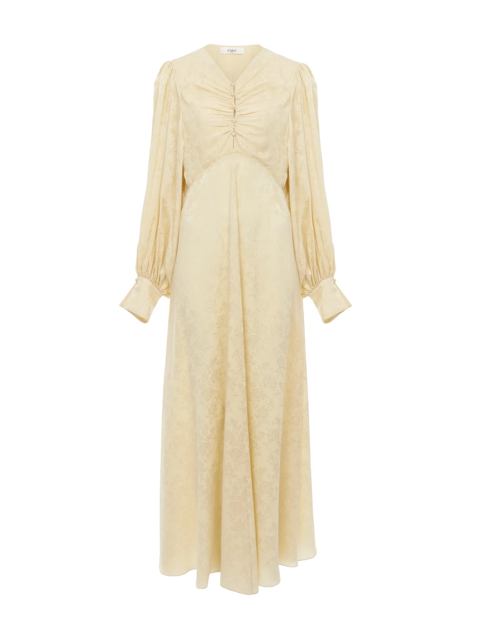 RUCHED LONG DRESS IN SILK JACQUARD - 1