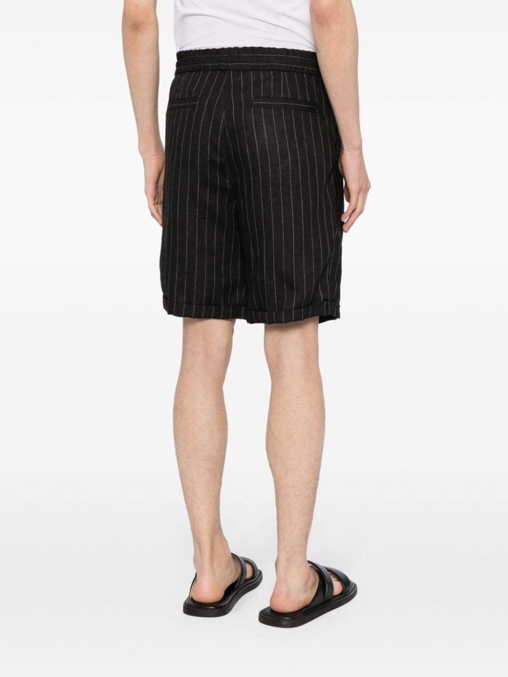 pinstripe linen shorts - 4