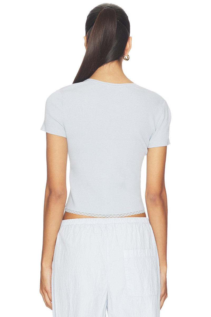 SABLYN Adelaide Slim Short Sleeve Cardigan With Lace outlook