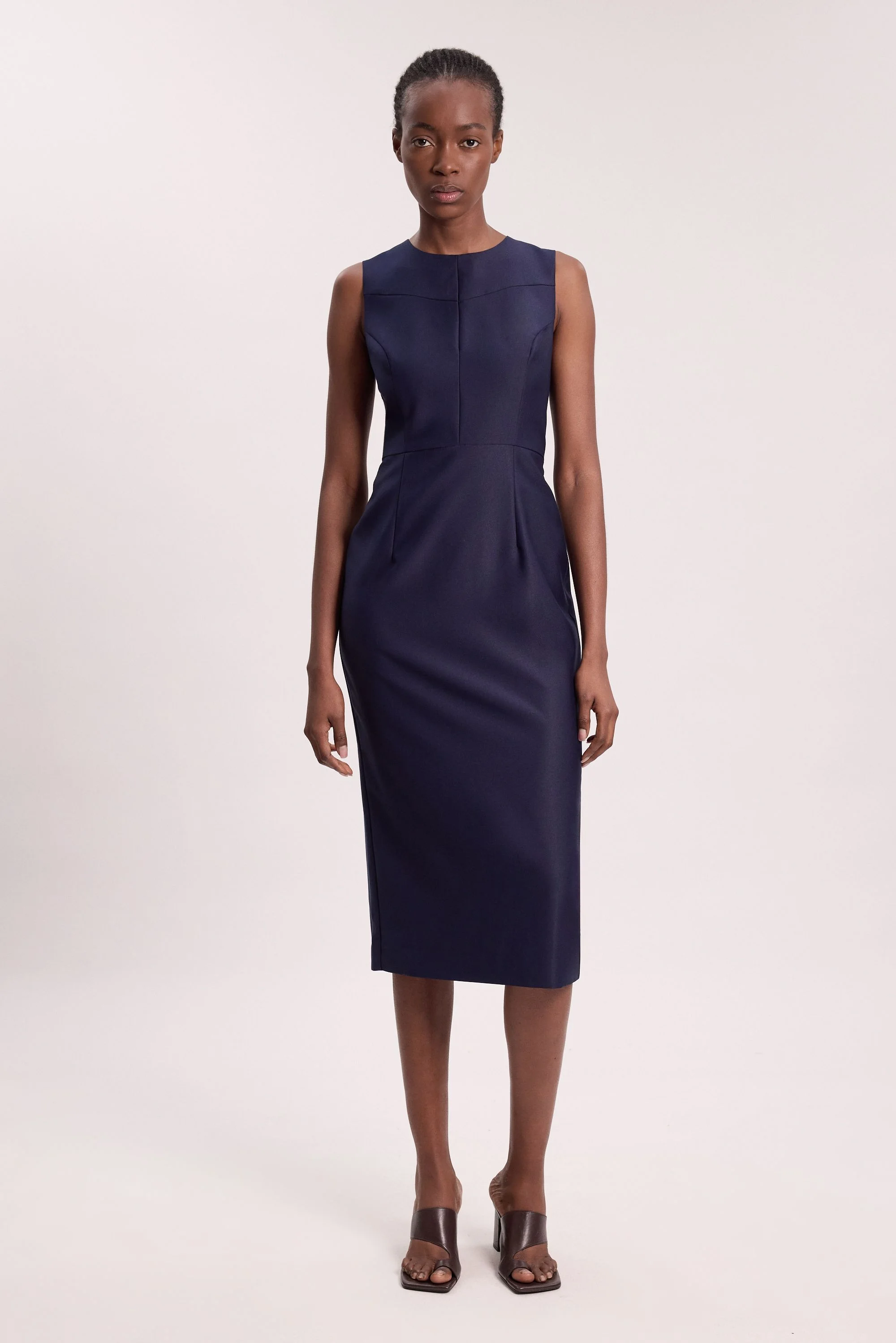 Tailored Satin Keyhole Cut Out Midi Dress - 1