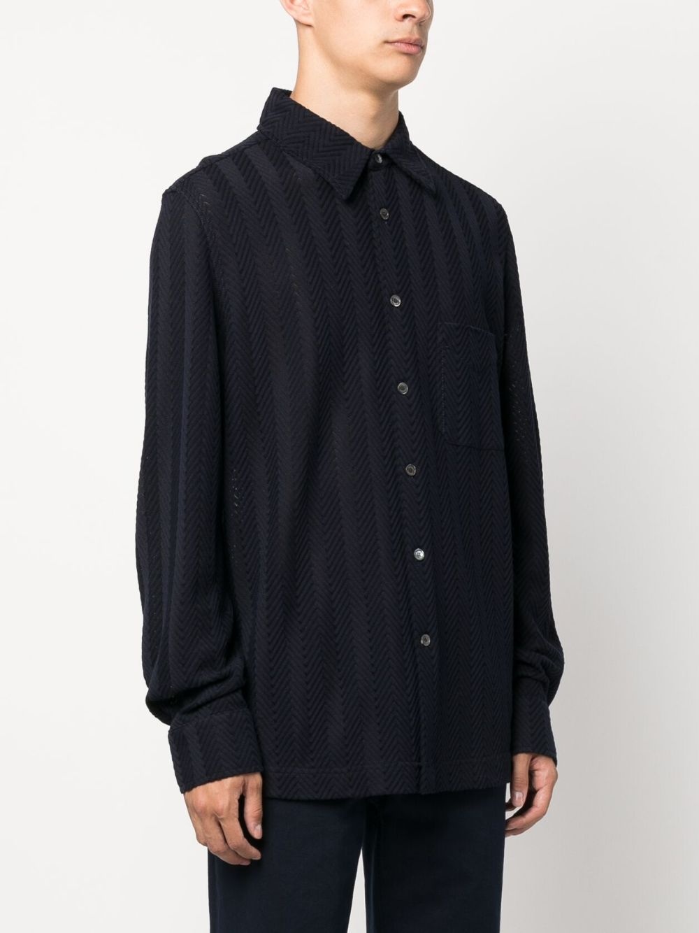 zigzag-woven striped shirt - 3