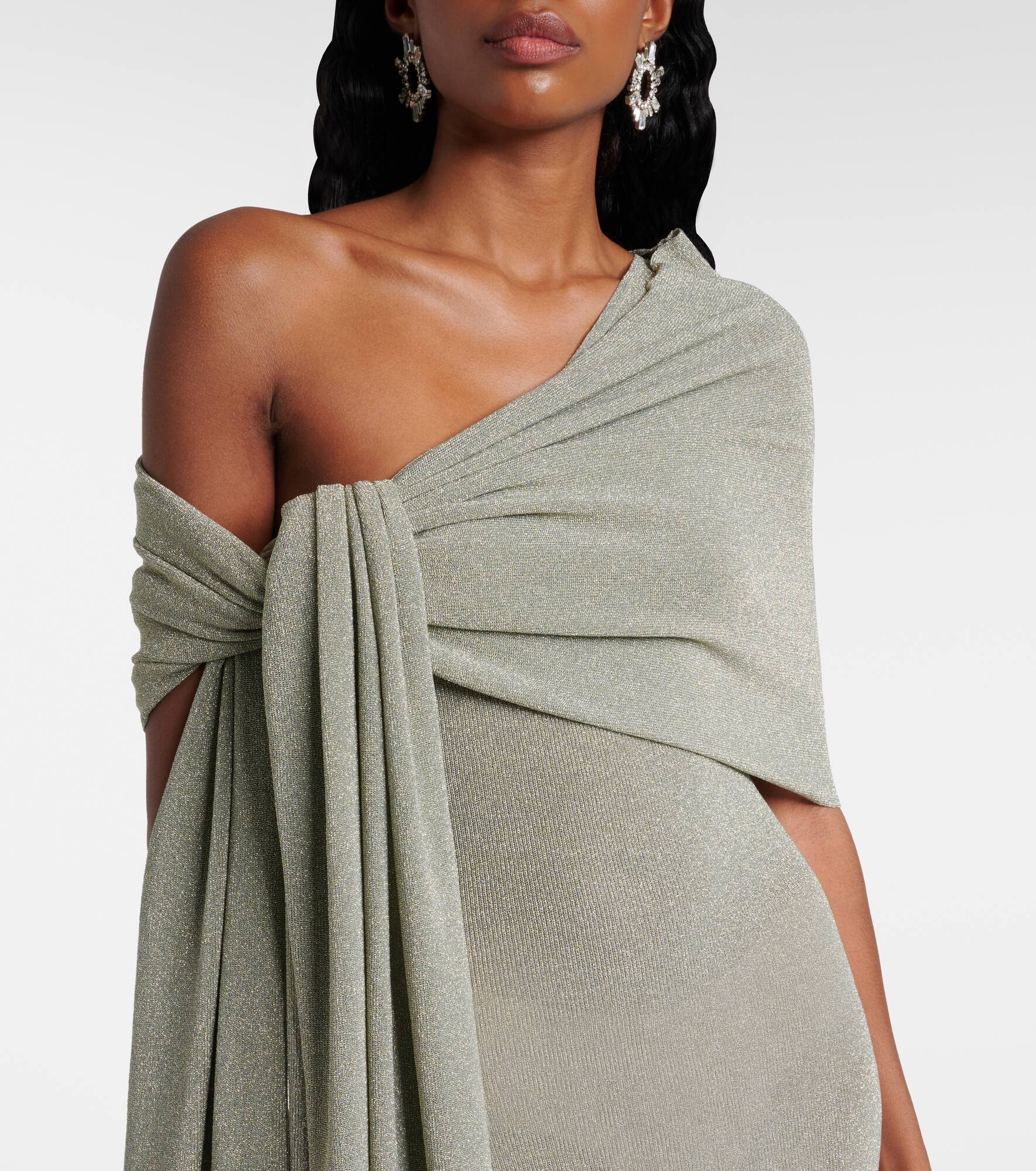 Draped one-shoulder maxi dress - 4