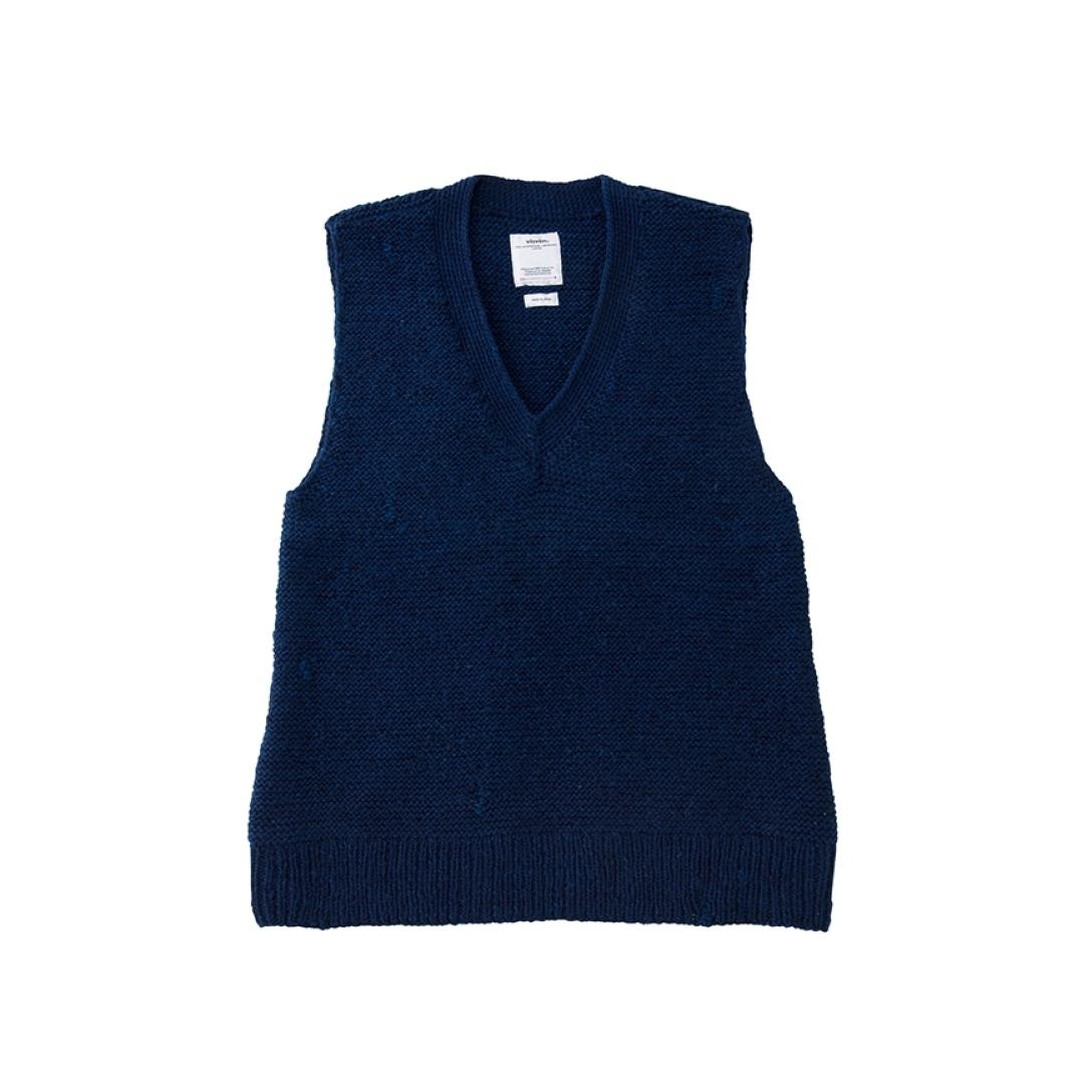 TOLEDO V-NECK VEST HAND-KNIT (N.D.) NAVY - 1