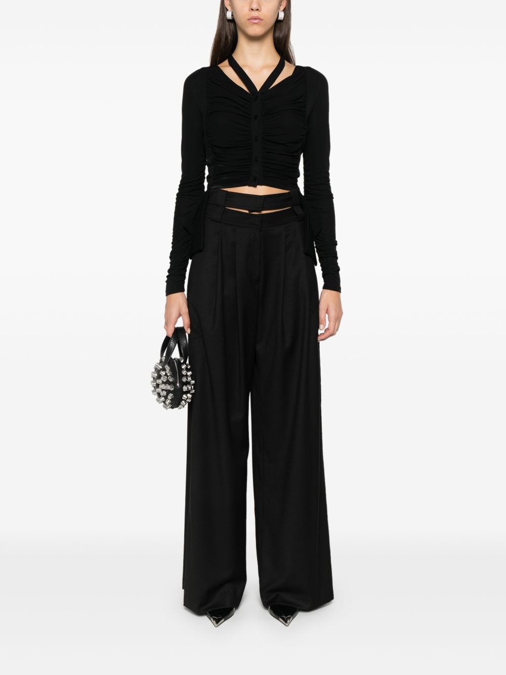 draped jersey cardigan - 2