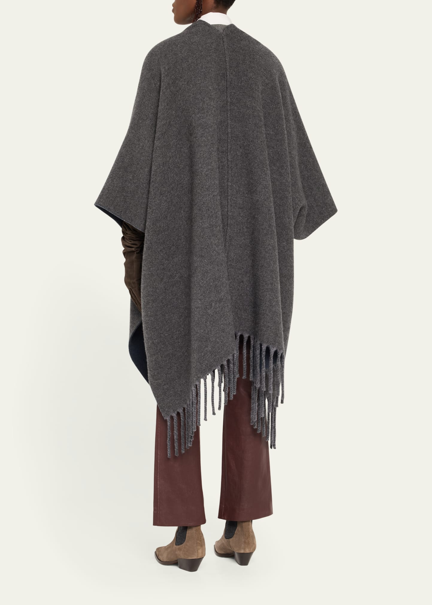 Reversible Cashmere Poncho - 3