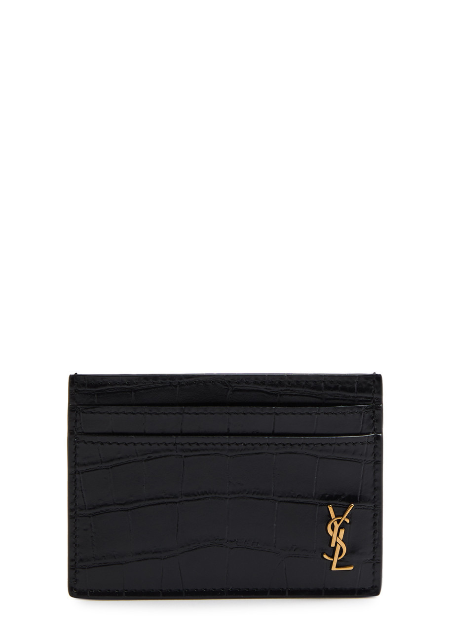 Saint Laurent Logo Crocodile-effect Leather Card Holder - 1