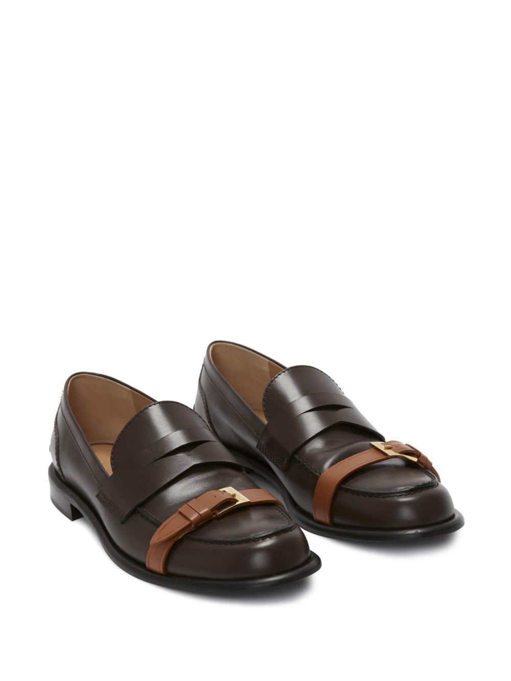 strap-detail leather loafers - 2