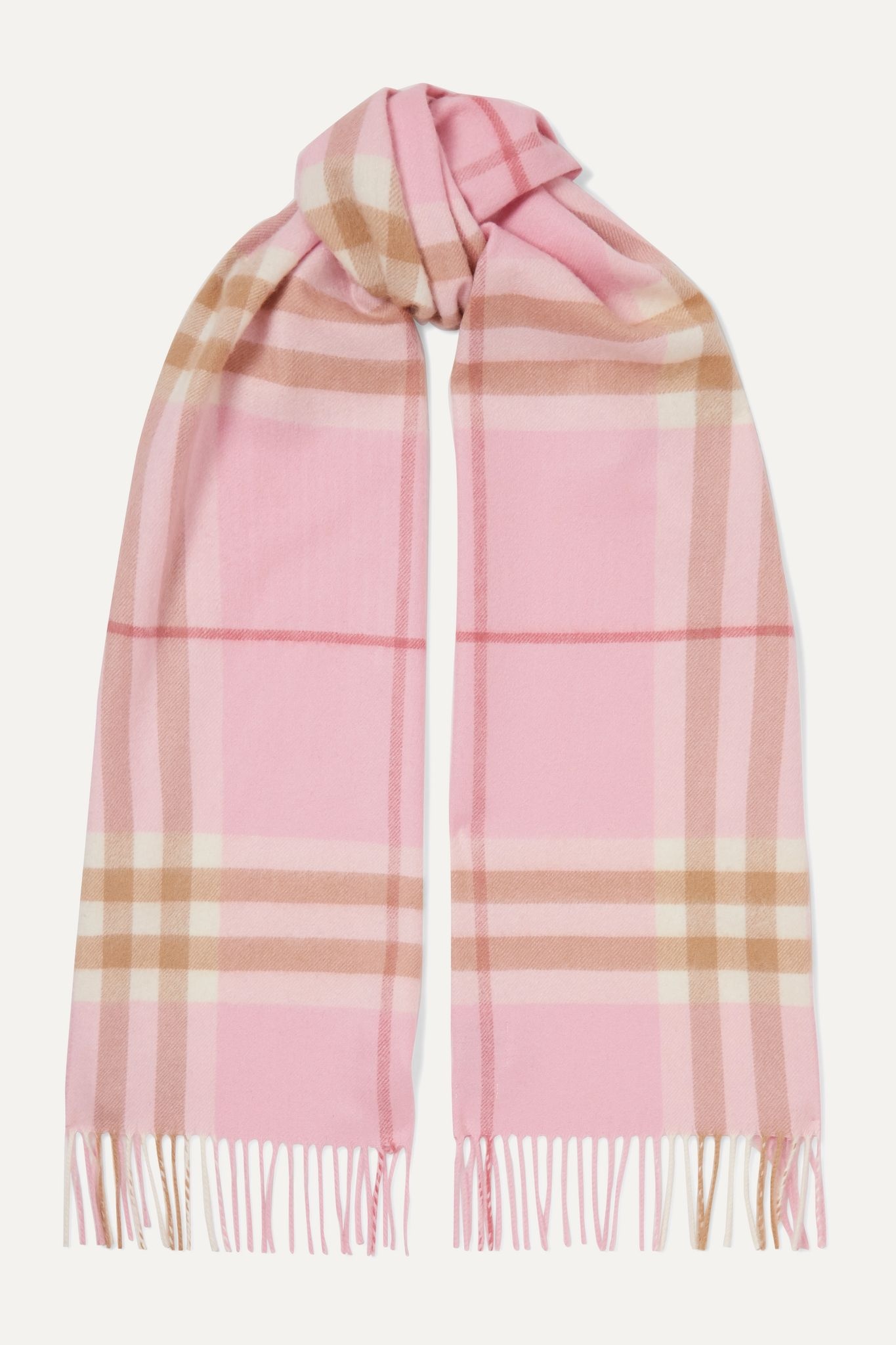 Fringed checked cashmere scarf - 1