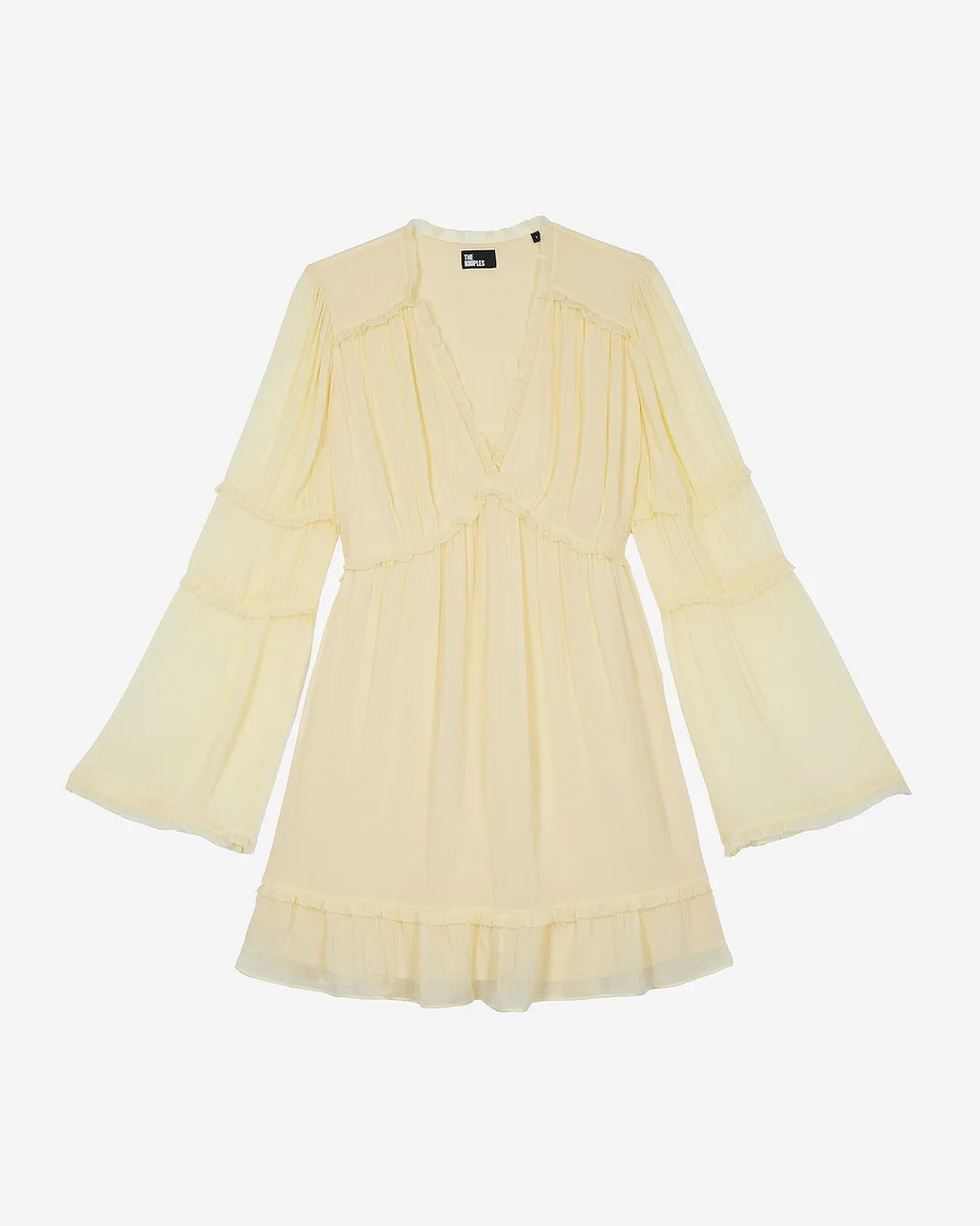 SHORT YELLOW RUFFLED DRESS - 1