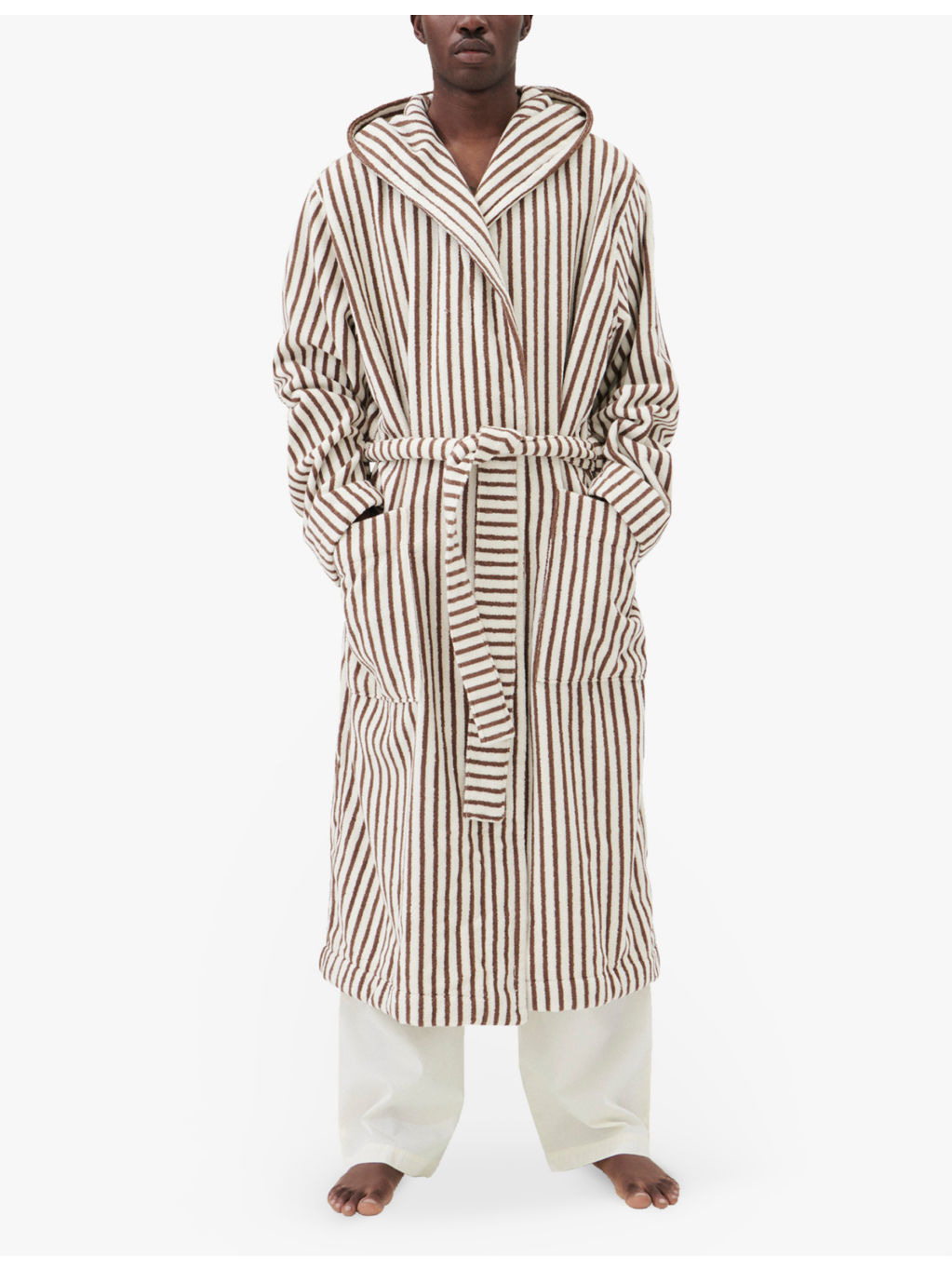 Hooded striped organic-cotton robe - 2
