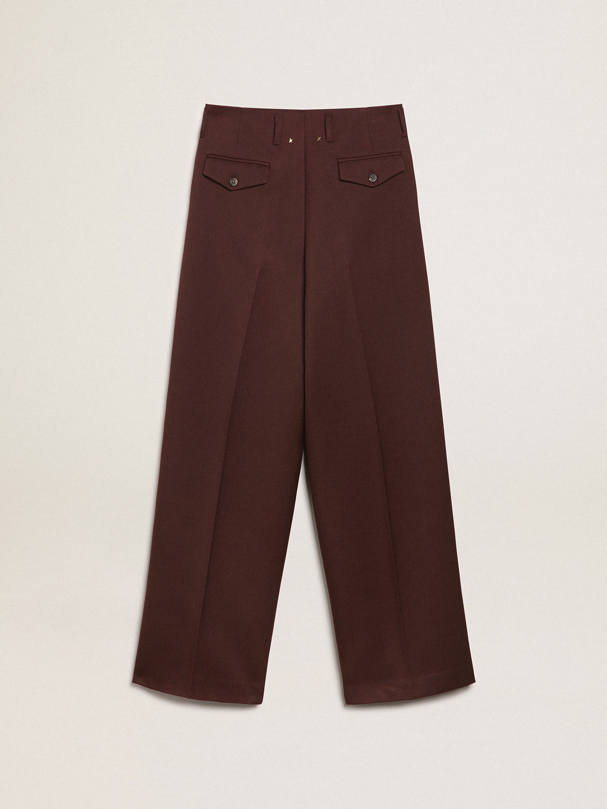 Women's pants in coffee-colored wool gabardine - 6