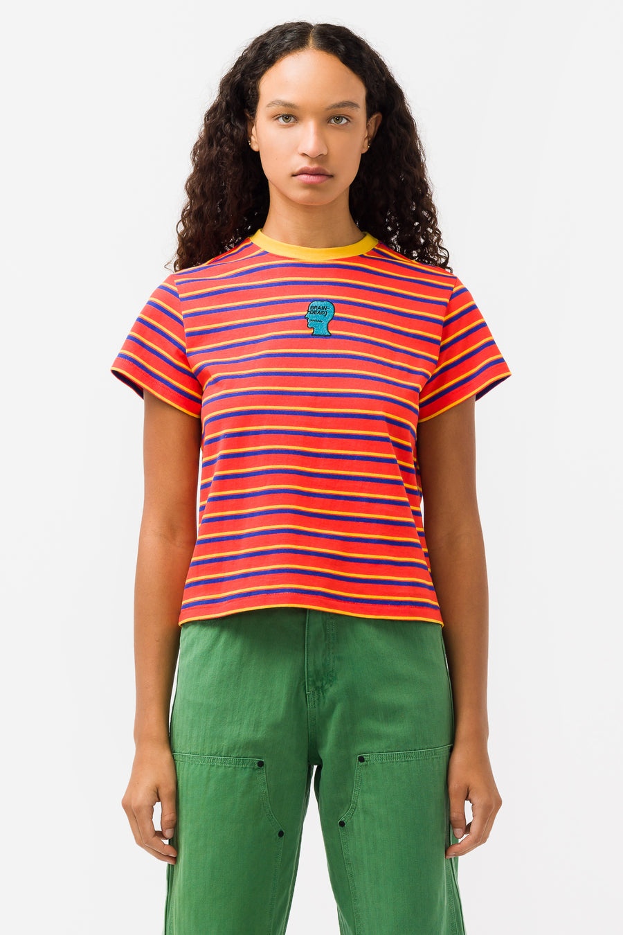 Striped Baby Tee in Teal - 1