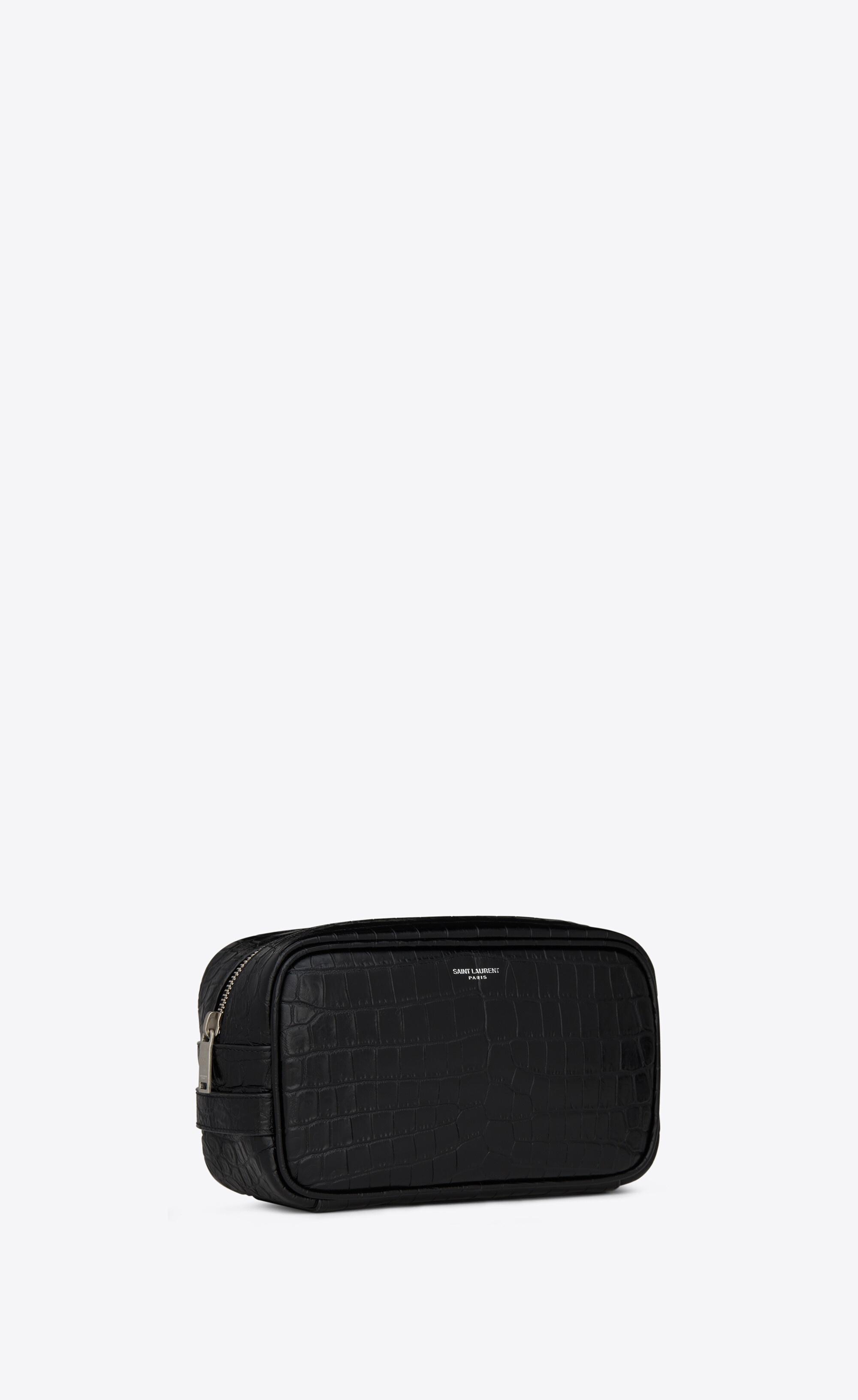 saint laurent paris small grooming case in crocodile-embossed matte leather - 4