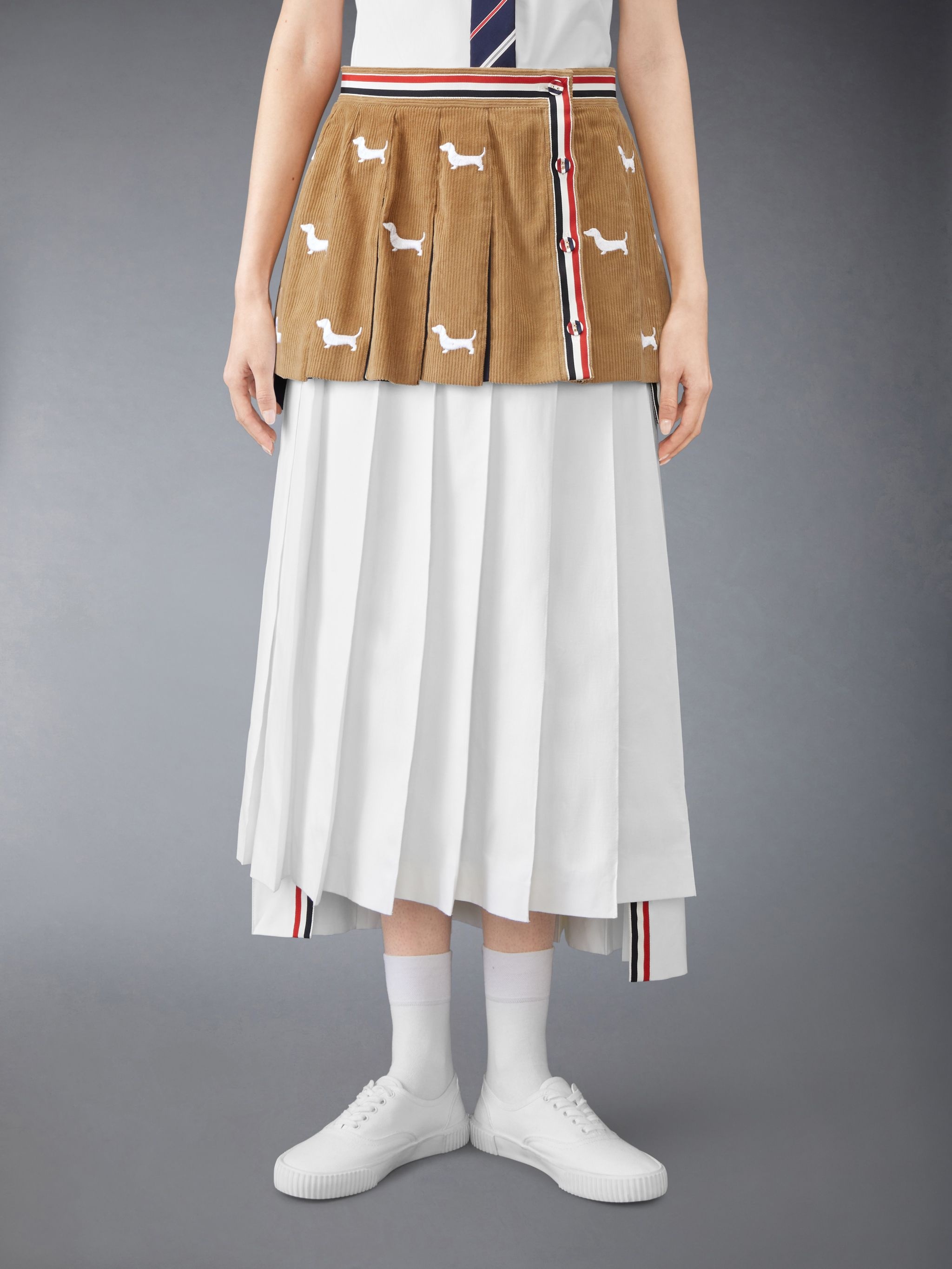 CORDUROY MINI PLEATED HECTOR SKIRT - 1