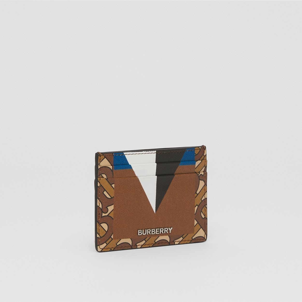 Monogram and Geometric Print Leather Card Case - 3