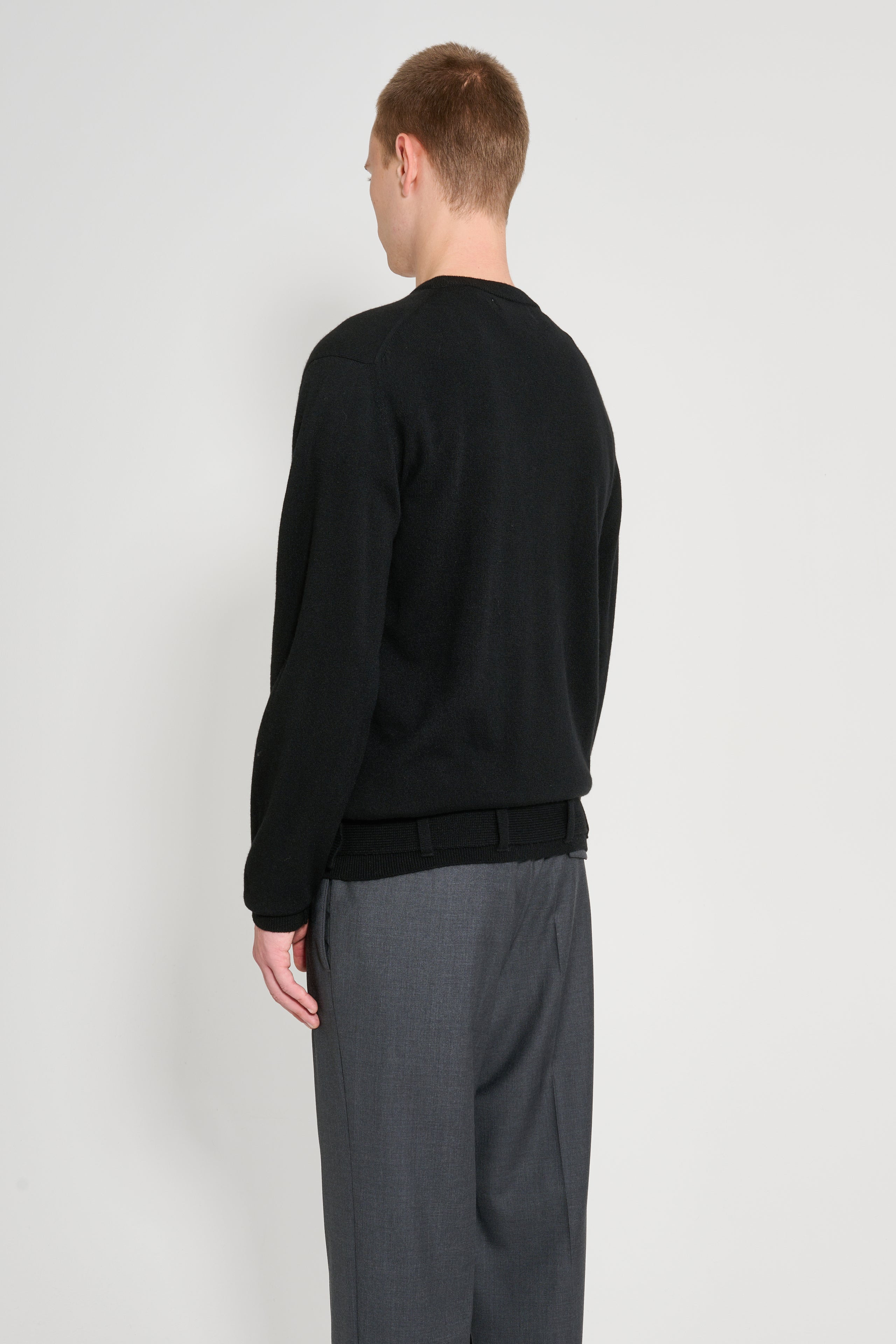 RANDOM IDENTITIES BELTED CASHMERE SWEATER KNIT BLACK - 4
