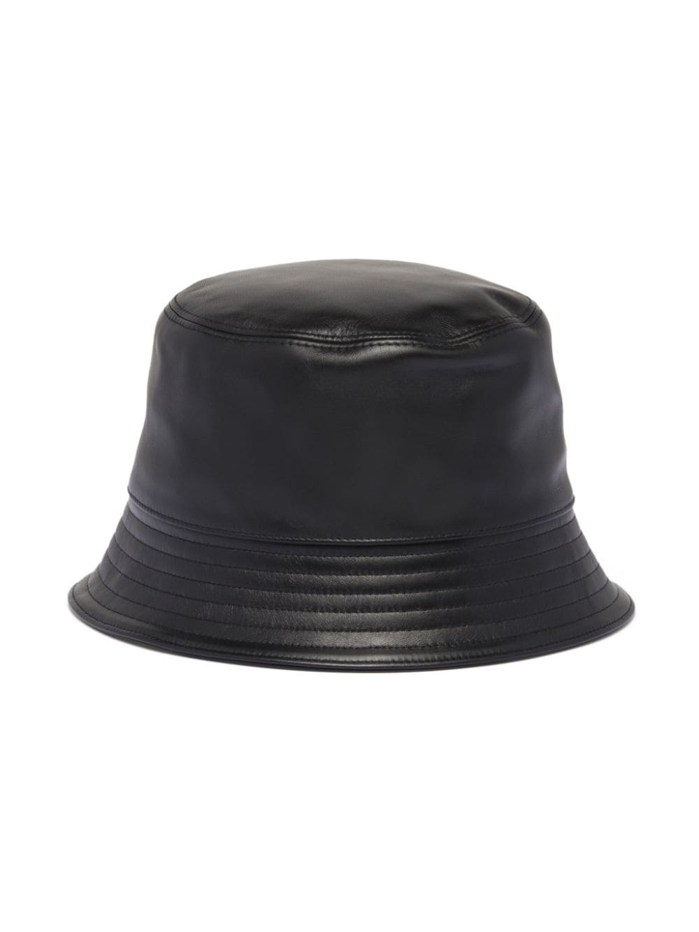 logo-plaque leather bucket hat - 2