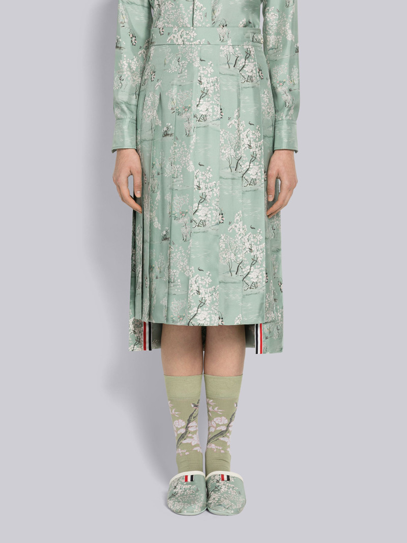 Toile Silk Twill Knee Length Pleated Skirt 1