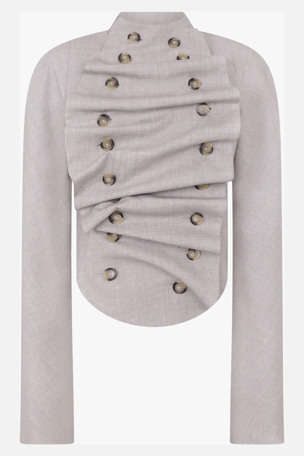 BIB-FRONT STRUCTURED JACKET | LIGHT GREY MELANGE - 1