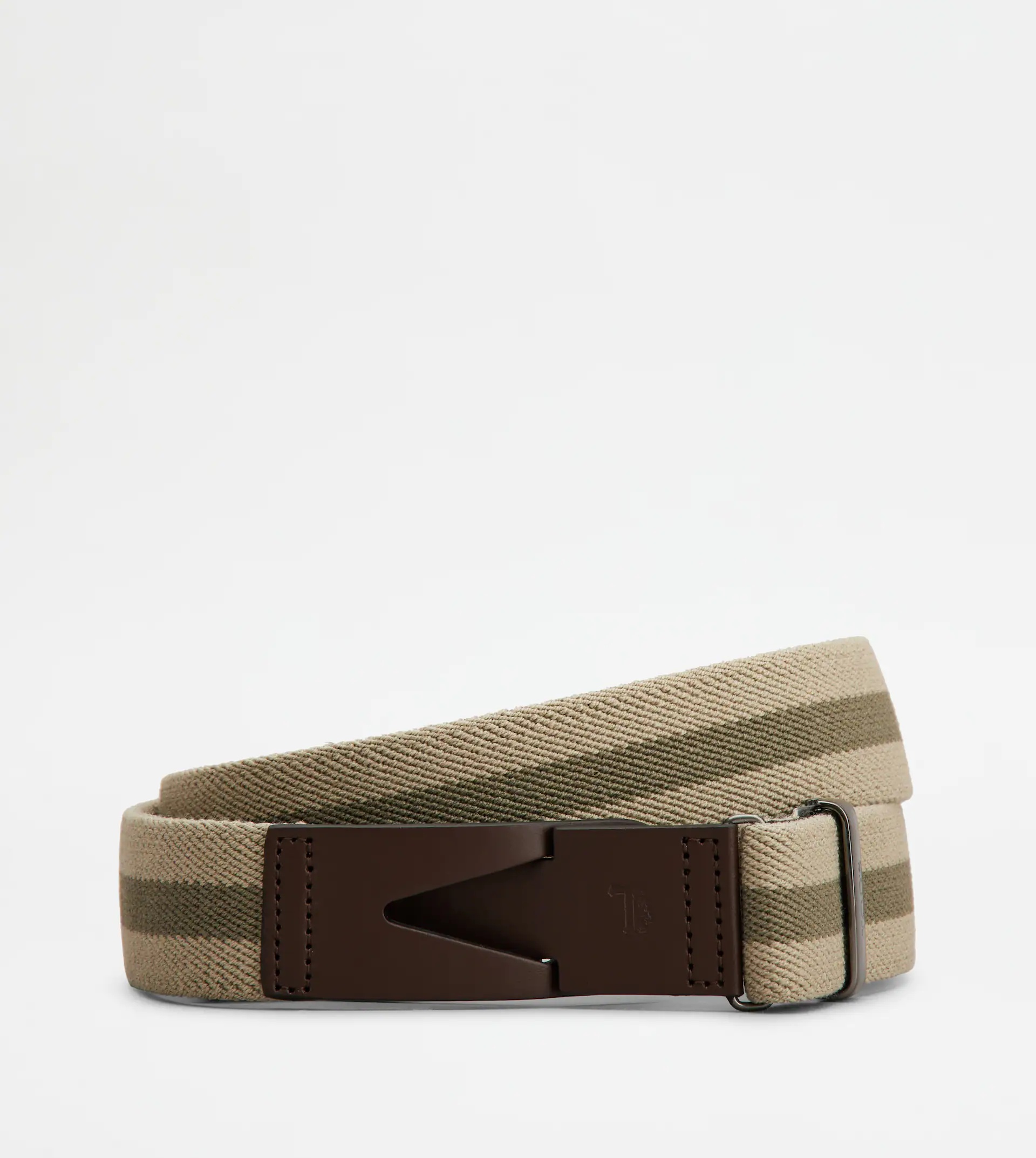 BELT IN CANVAS AND LEATHER - BEIGE, GREEN, BROWN - 1