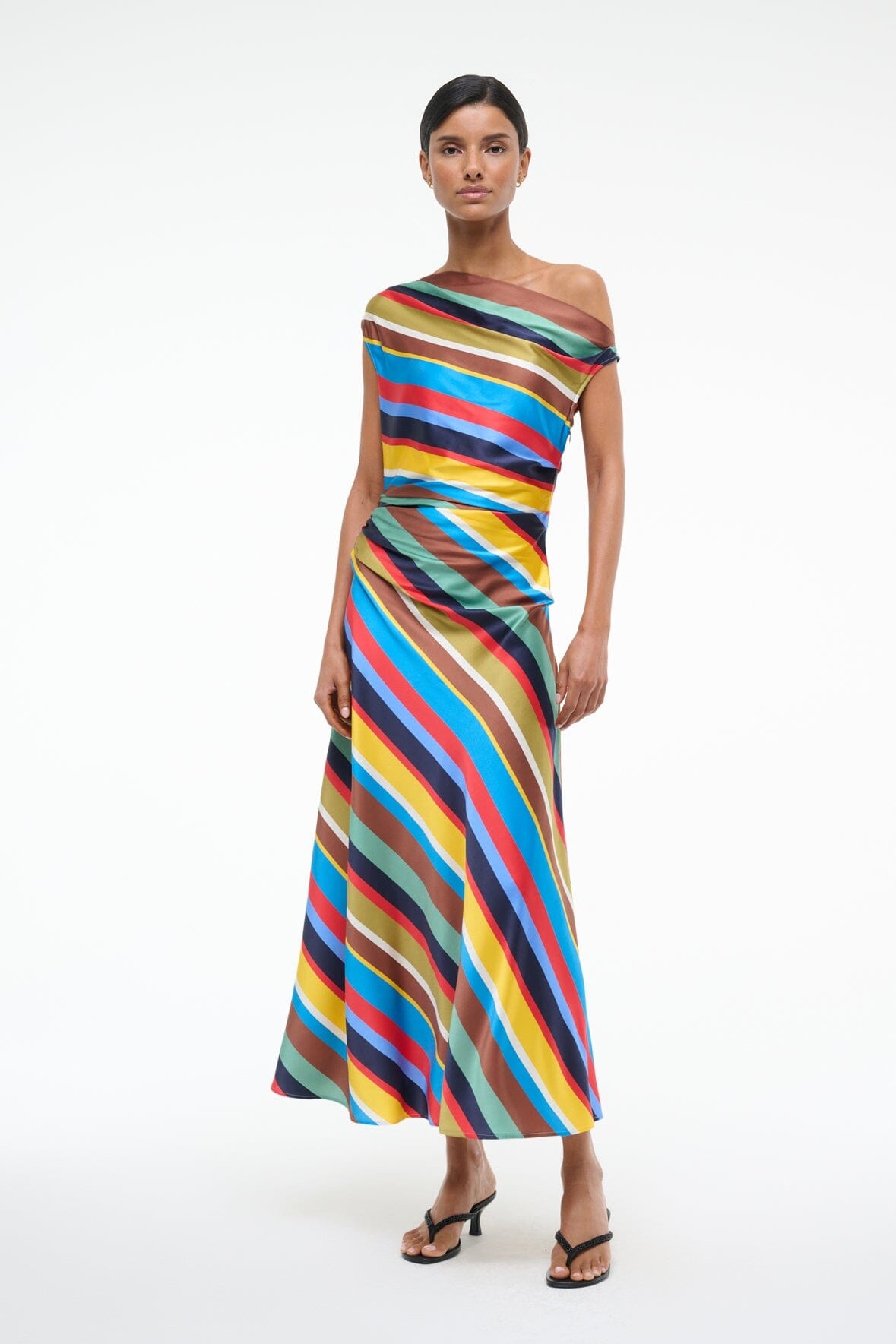 STAUD PHARE SILK DRESS MARKET STRIPE - 4