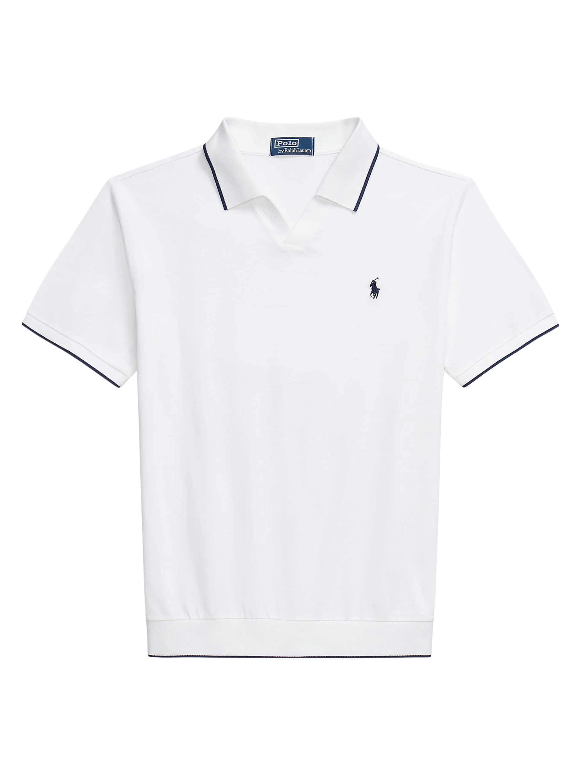 Men's Jacquard Mesh Cotton Polo Shirt - White - 1