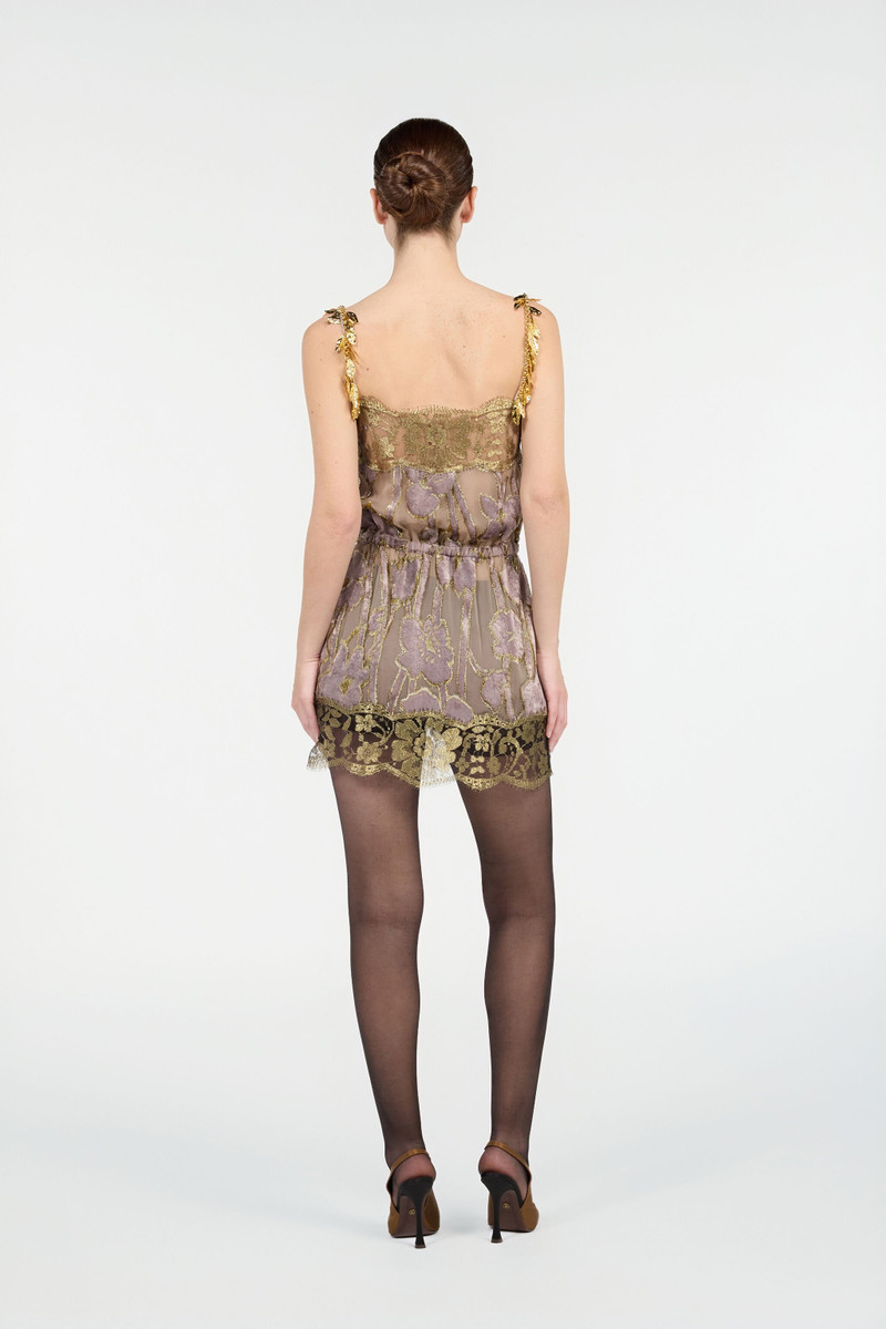 Nude Mini Dress With Floral Pattern 4
