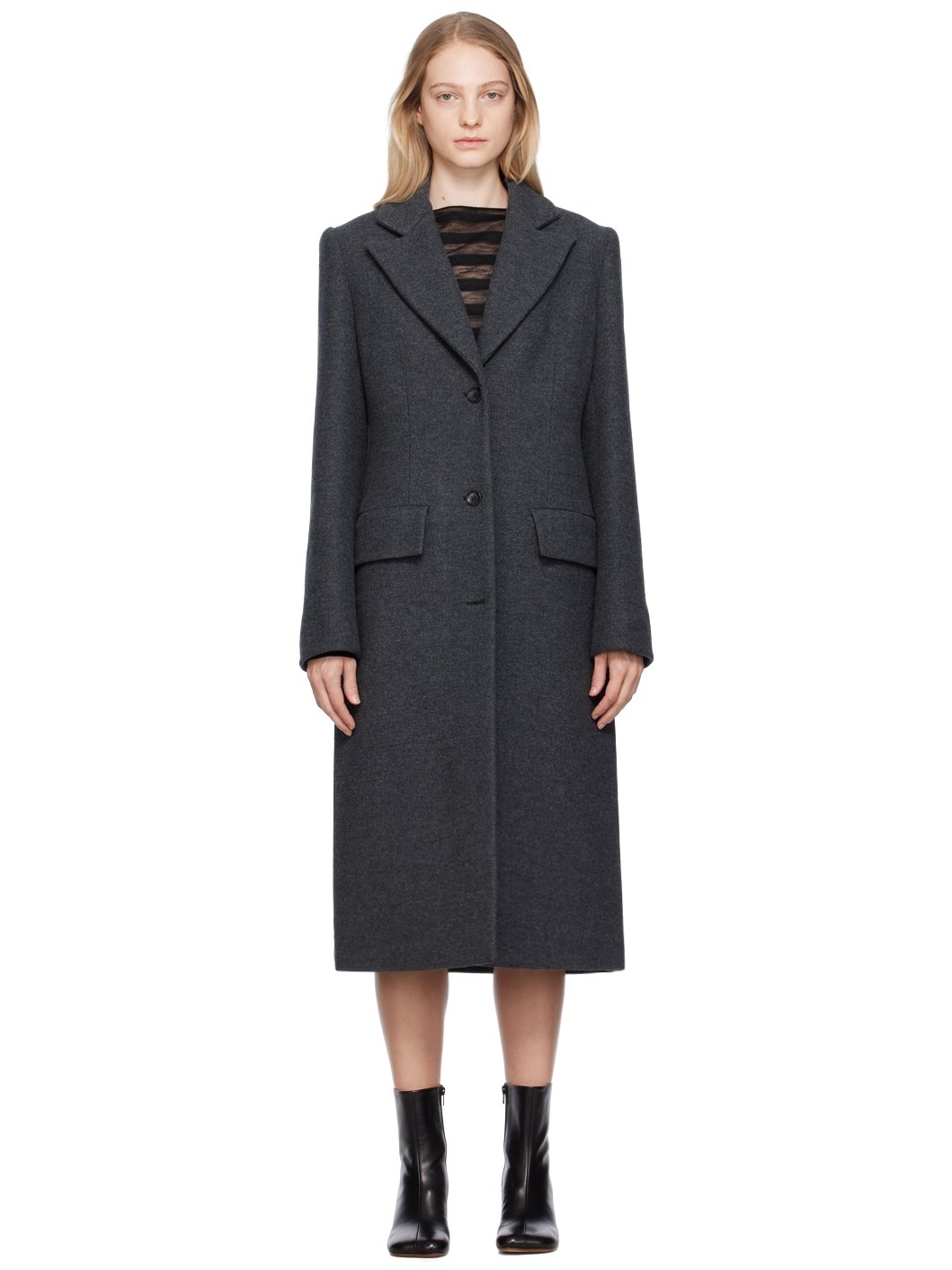 Gray Single-Breasted Coat - 1