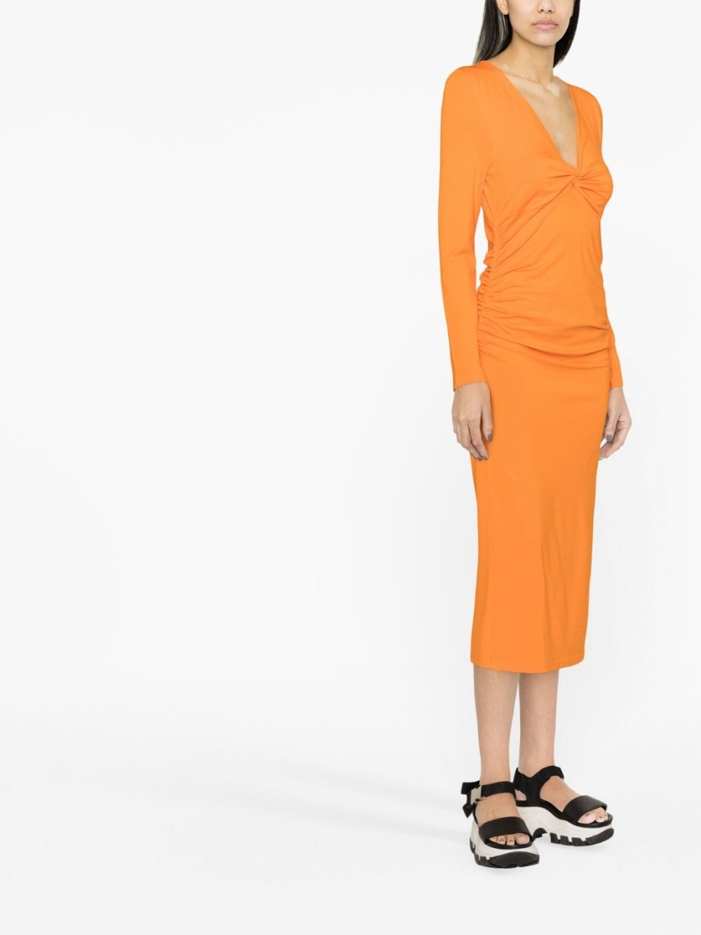 V-neck long-sleeve dress - 4