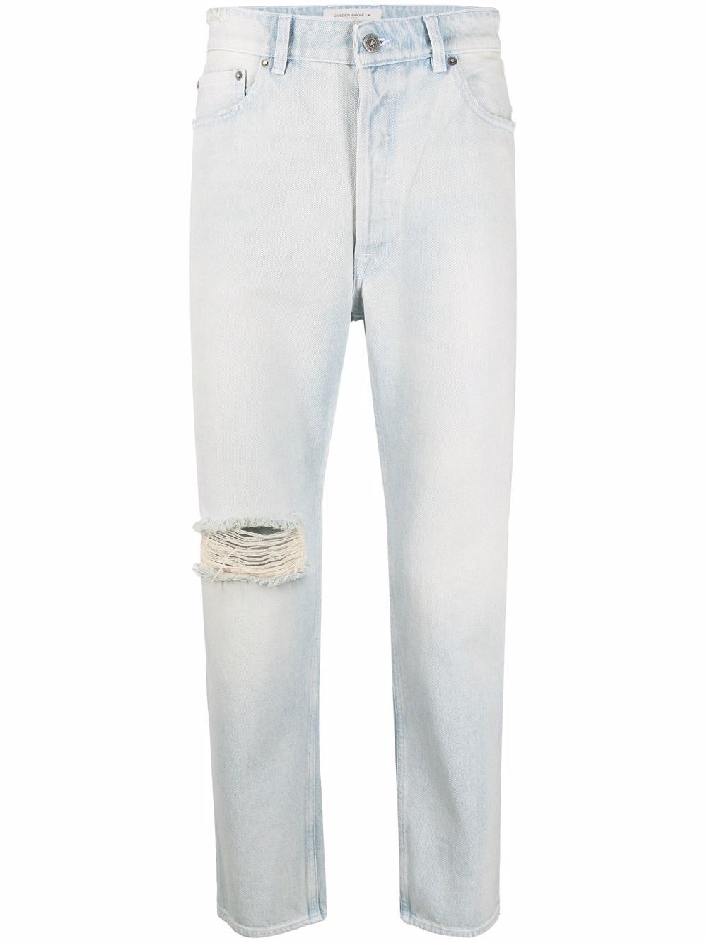 distressed straight-leg jeans - 1