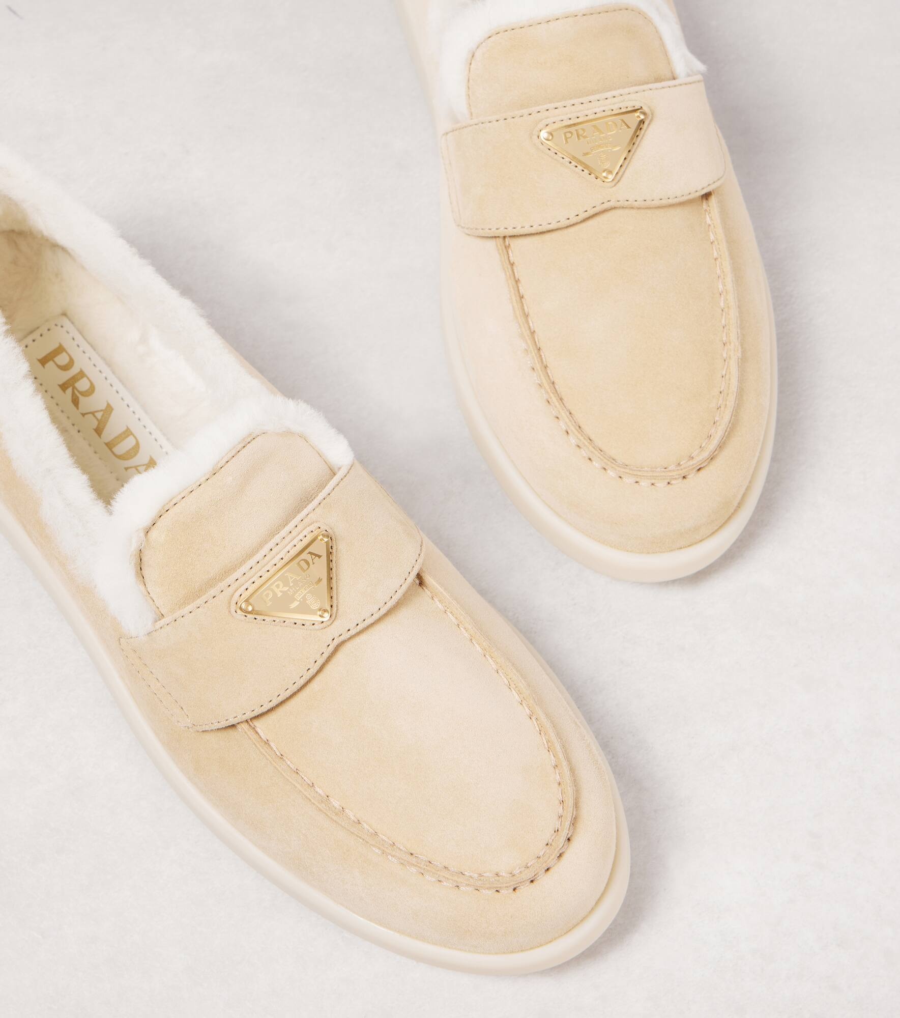 Shearling-lined suede loafers - 5